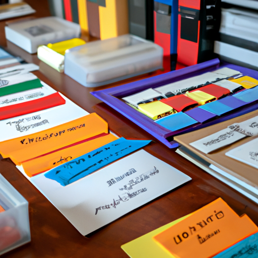 Image of a neatly organized desk with labeled folders and supplies