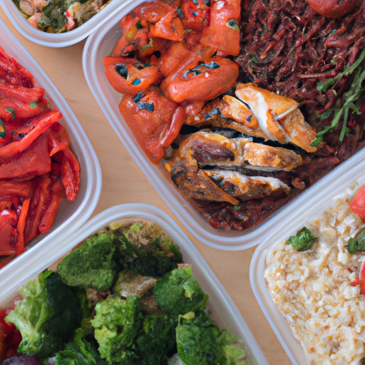 A variety of pre-prepared healthy meals in containers ready for consumption